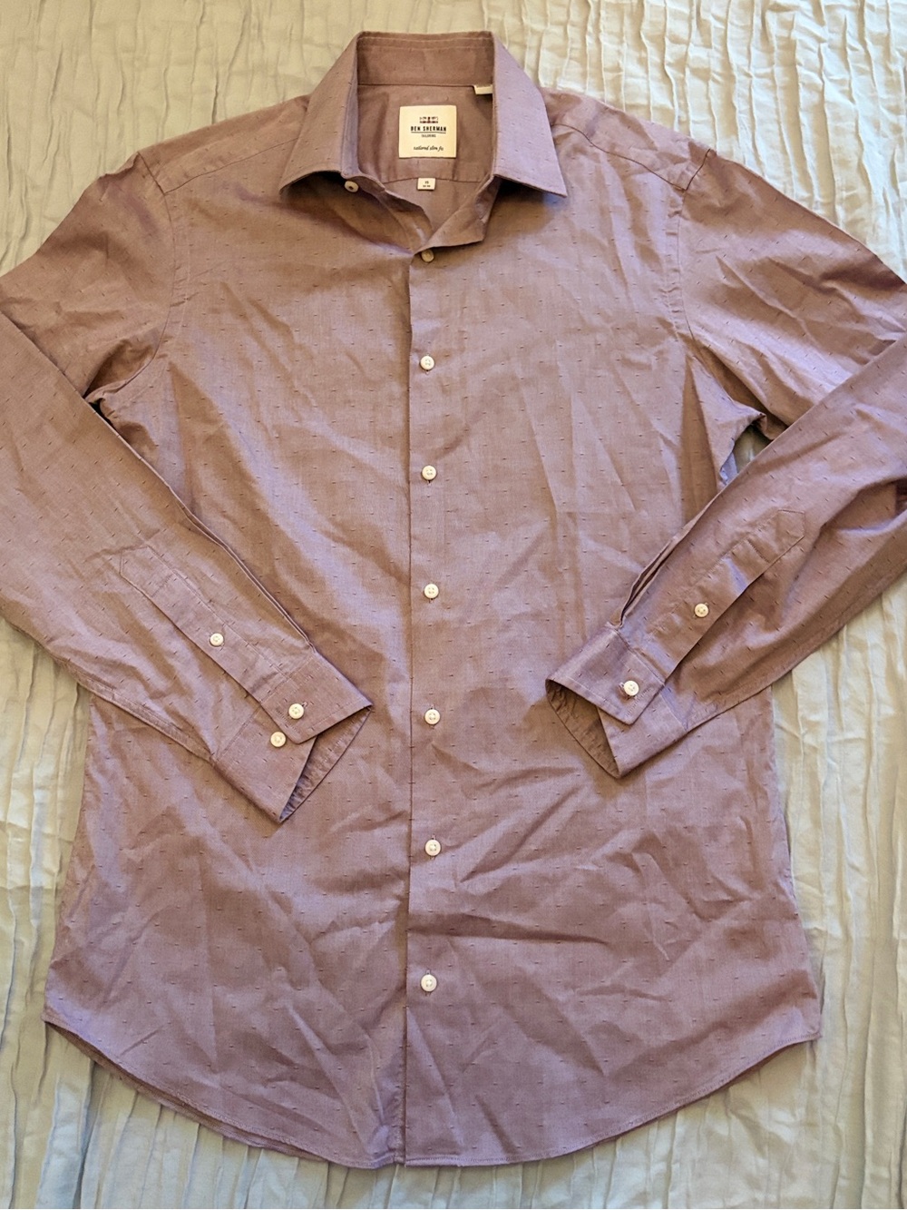 Ben Sherman Tailored Slim Fit Dress Shirt Mauve Textured M 15 32/33 HO'17